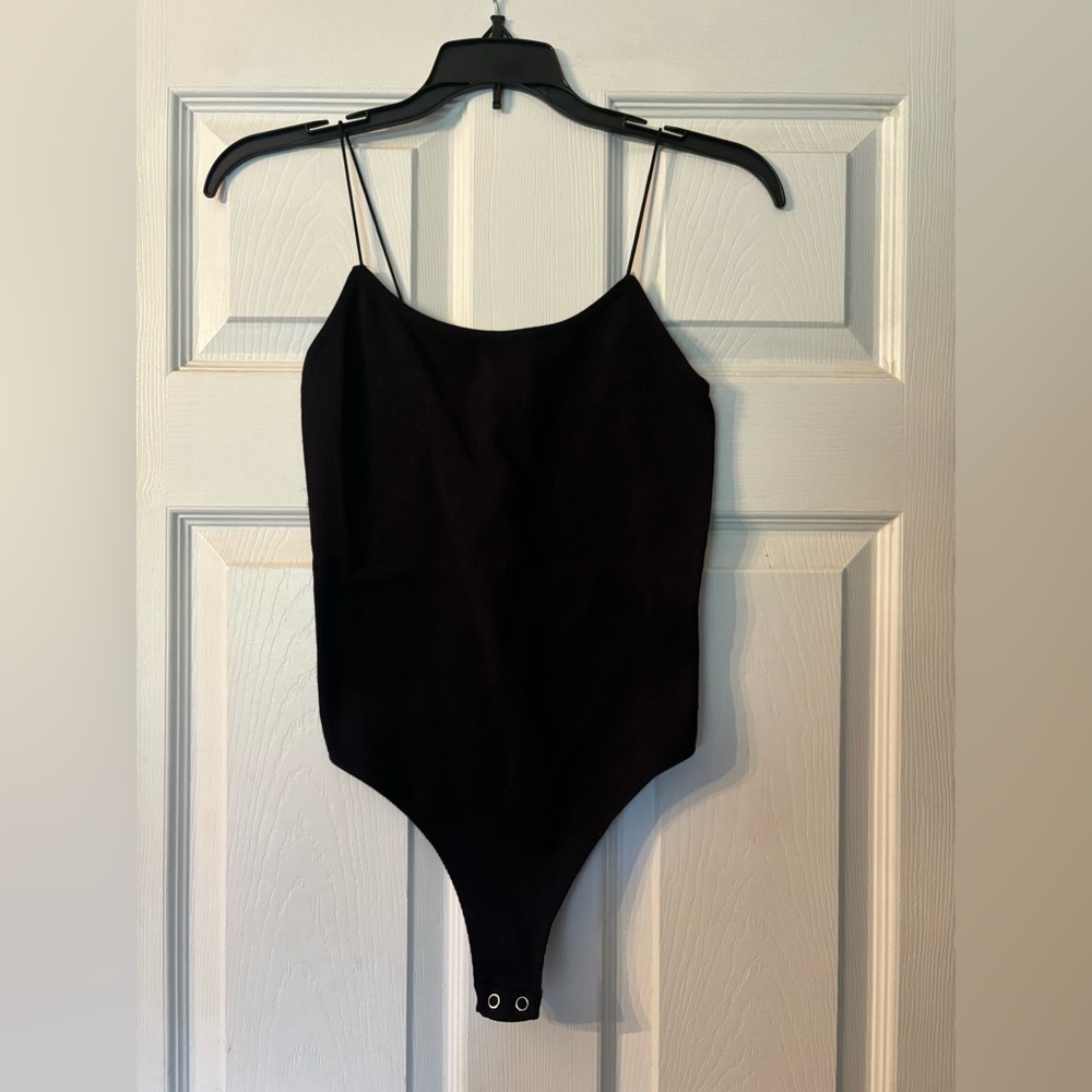 Forever 21 black bodysuit, thong back, women’s medium/large.